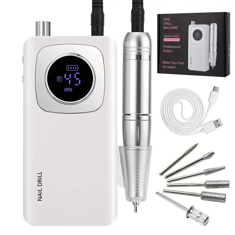 45000RPMNailDrillMachineElectricPortableNailFileRechargeableNailSanderForGelNailsPolishingForHomeManicureSalon 45000RPMNailDrillMachineElectricPortableNailFileRechargeableNailSanderForGelNailsPolishingForHomeManicureSalon