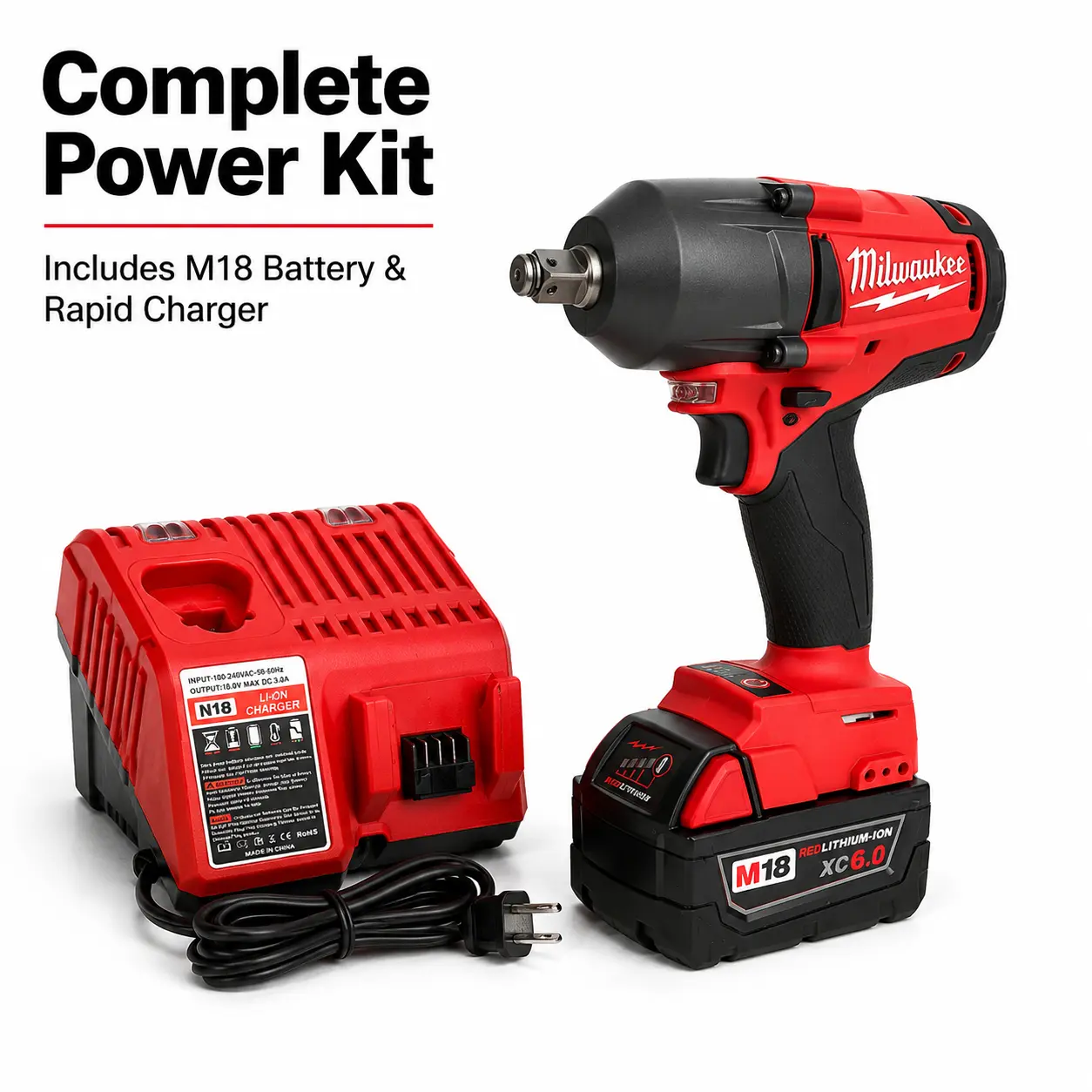 Milwaukee 900Nm 1/2" Cordless Brushless Impact Wrench - 4-Speed Heavy-Duty Brushless Power Tool, Quick Tire Swaps, Auto Maintenance & Tight Space Use, M18 Battery Kit for Automotive Shops (Cordless Tools Lineup), Cordless Brushless Tools