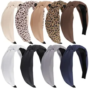 Headbands for Women, 9pcs Fashion Knotted Headband Leopard Print Knot Hairband, Cute Wide Headbands for Women Girls Hair Accessories Set
