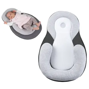 Baby Lounger for Newborn, Infant Support Cushion, Adjustable Leg Roll, Breathable Cotton, Grey