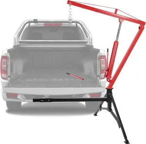 Heavy Duty Hydraulic Hitch-Mount Truck Crane Hoist – Collapsible Pickup Bed Lift with Adjustable Boom (500/750/1000 lbs) – Ideal for Construction & Shop Use