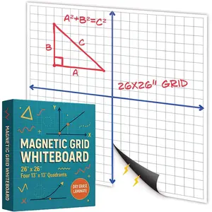 Grid Whiteboard, Dry Erase Grid,  Graph Paper for Whiteboard, 26"x26", White, Laminated, Dry Erase Graph Board, XY Coordinate Lines, Math Graphing, Coordinate Plane, School