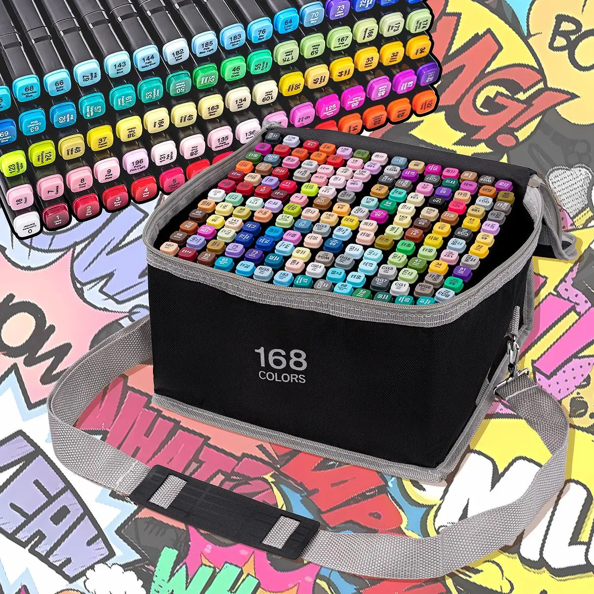 Marker Pen Set, 1 Set 168/120/80/48/12 Colors Marker Pen, Dual Ended Markers, Professional Drawing Markers, Student Stationery, Art Materials