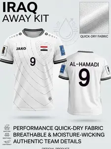 [Full Logo]2026 Iraq National Team Jersey, Moisture-Wicking Dry Soccer Shirt, Advanced Technical Knit Support Gear, Lightweight Breathable Training Top, Breathable Athletic Top TB5