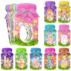 Easter Theme Cute Bunny Candy Snack Card Bags Party Decoration Supplies, 9/18pcs Cartoon Rabbit Treats Pouches, Festive Event Essentials, Party Favors Assortment