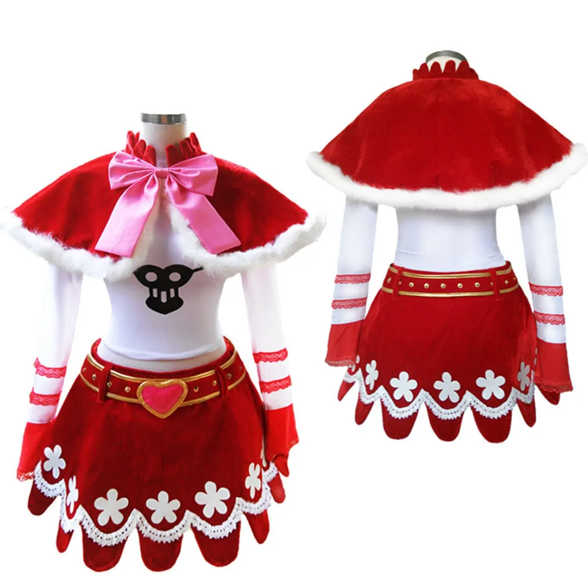 Perona Ghost Princess Cosplay Costume for Women Red Cloak Lolita Dress Set Anime Halloween Outfit