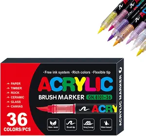 【Newly Upgraded】36 Color   Pen, Soft  Head With Straight Ink Control System, Suitable for Wood, Stone, Canvas, Fabric, Ceramics, DIY Handicrafts, etc Dreamy Birthday Party Decor Set glass stone wood plastic paper aesthetic  gift marker
