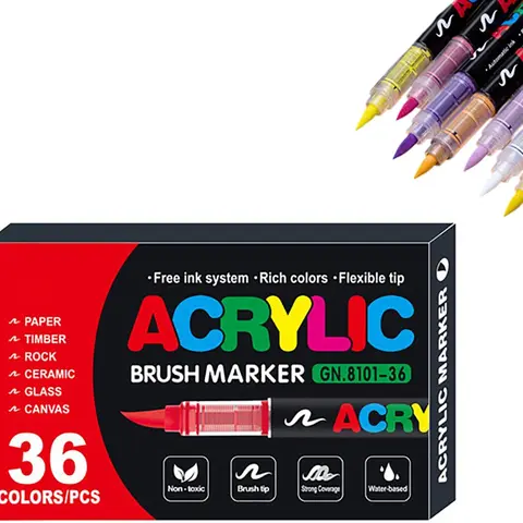 【Newly Upgraded】36 Color   Pen, Soft  Head With Straight Ink Control System, Suitable for Wood, Stone, Canvas, Fabric, Ceramics, DIY Handicrafts, etc Dreamy Birthday Party Decor Set glass stone wood plastic paper aesthetic  gift marker