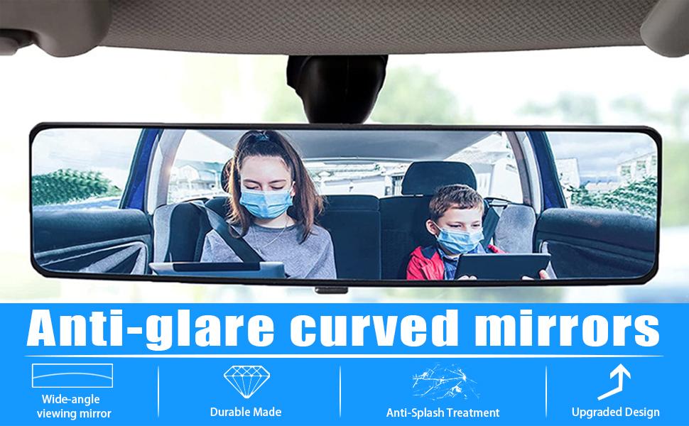 Rear View Mirror, Universal 11.81 Inch Panoramic Convex Interior Clip-on Wide Angle Mirror to Reduce Blind Spot Effectively for Car SUV Trucks -Clear