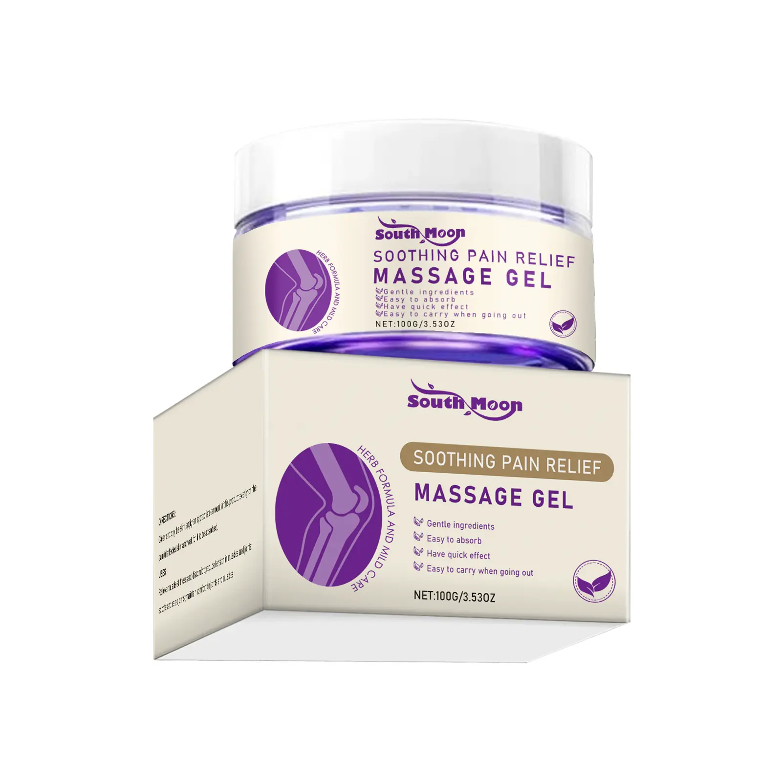 South Moon Soothing Pain Relief Massage Gel - Natural Mugwort & Ginger, 100G, Lightweight, Easy-Absorb, Wellness Therapy Solution for Daily Joint Care, Moisturizing Gel Body Lotions & Creams Treatment, Relief Body Lotions & Creams, Soothing Pain Relief Bo