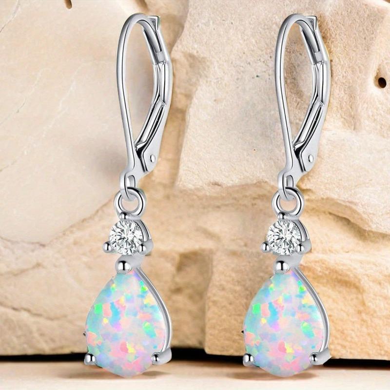 Elegant Drop-shaped Synthetic Opal Earrings Bridal & Ladies' Graceful Accessory Perfect Gift for Birthday, Festivals & Valentine's Day