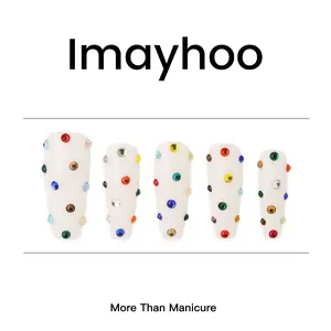 Imayhoo Handmade Acrylic Press On Nails - Glossy Long Coffin Nails - 10Pcs - Nail Care & Nail Art - Polish, Nail Polish