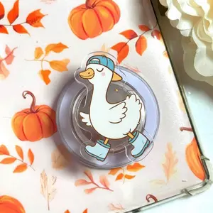 Playful Goose in Blue Boots Magsafe Phone Grip - Magnetic Pop Socket & Kickstand - Cute Animal Phone Accessory