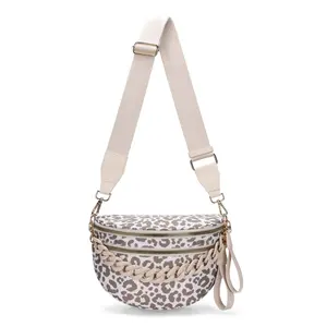 Colorful leopard print hip bag , large capacity outdoor backpack, high-quality waterproof sports backpack with carrying strap women's single - shoulder bag, made of Oxford cloth, large - capacity shell - shaped bag, casual and lightweight festival gift