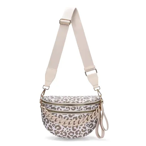 Women's Cute Colorful Leopard Print Bum Bag - Oxford Cloth Waterproof High-Capacity Shell-Shaped Bags for Women, Roomier Shell Holds Daily Gear, Carrying Chain, Crossbody Satchel, Lightweight Holiday Casual Outdoor Accessory
