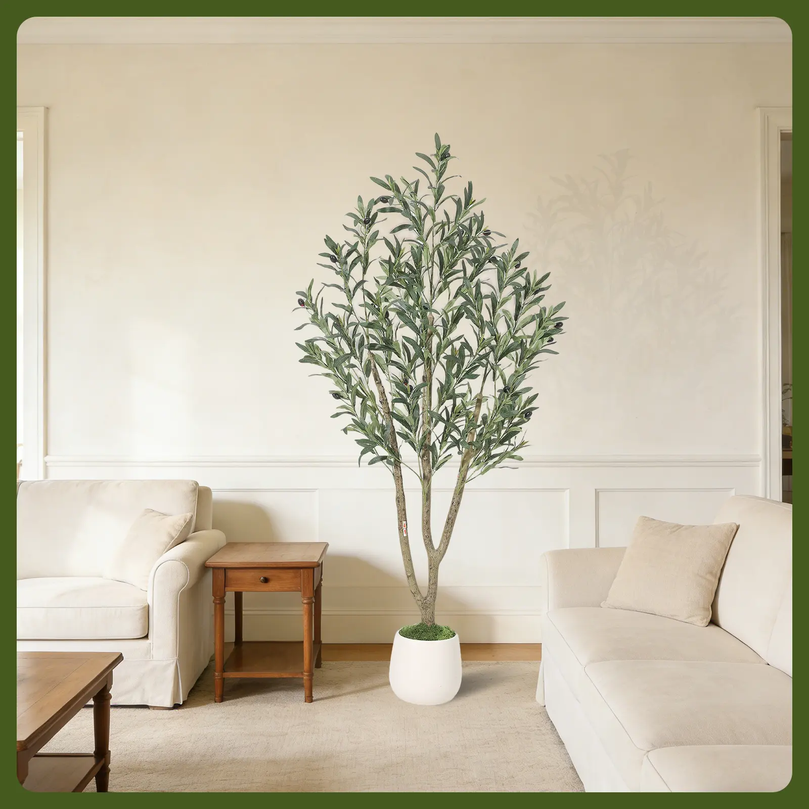 Artificial Olive Tree 5/6/7FT, Faux Olive Plant with Bendable Foliage Stems, Anti-Slip Tapered Pot & Wind-Resistant Stable Base, Low Maintenance Evergreen