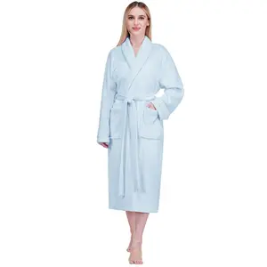 PAVILIA Womens Robe Fleece Plush Soft, Fluffy Fuzzy Cozy Warm Lightweight Bathrobe, Shower Spa House Long (Light Blue, Small-Medium), Easter Gift