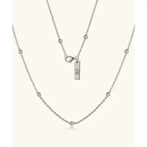 24K White Gold Satellite Chain Necklace - 1mm