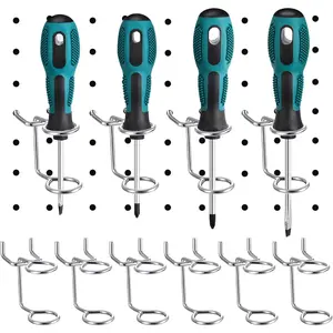 12 count  Organizer Tool Holders Multi-Tool Holder Double-Ring Tool Holders Pegboard Accessories Household Tools Organizer Racks Storage System Hand Tools for Kitchen, Garage, Workbench