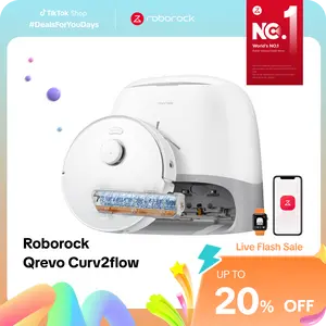 roborock Qrevo Curv series 2 Flow Robot Vacuum and Mop, SpiraFlow Real-Time Self-Cleaning Roller Mop, 20,000 Pa, Dual Zero-Tangle System, AI Obstacle Avoidance, Heat-Washes & Dries Mop, Carpet Protection #fathersdaygift #DealsforYouDays