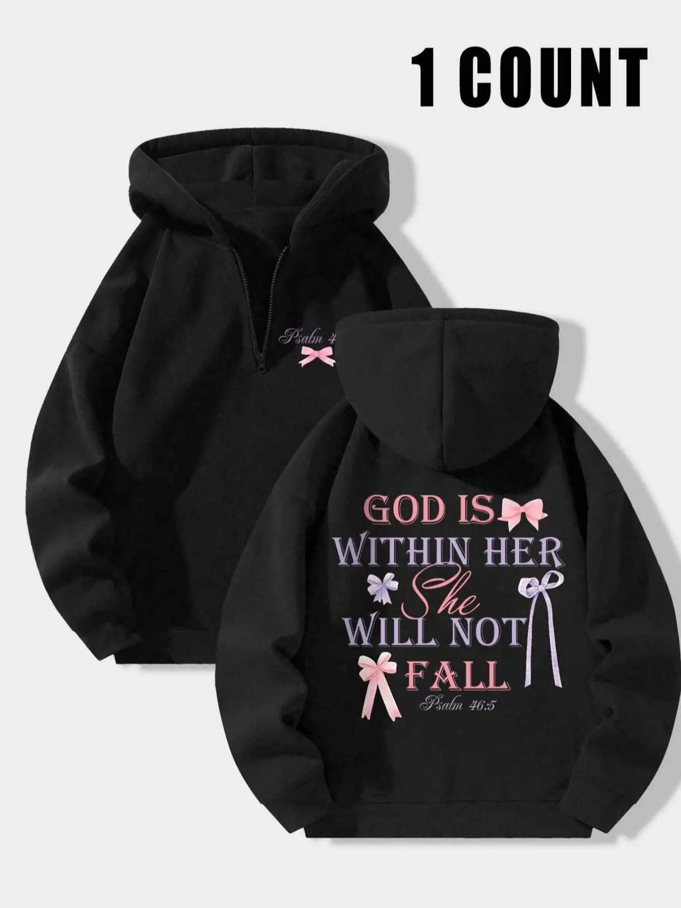 Women's Letter Print Drop Shoulder Zip Up Hoodie, Fashion Casual Long Sleeve Hooded Sweatshirt for Daily Holiday Outdoor Wear, Women Clothing for Wint