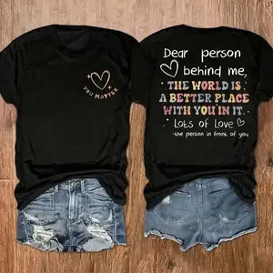 Kindness Message Heart Women's Graphic Tee Cute Inspirational Quote Shirt Oversized Casual Streetwear Soft Cotton Short Sleeve Crewneck Gift For Friends