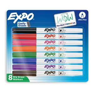 Expo Dry Erase Markers Ultra Fine Tip Assorted Bright Colors 8Ea