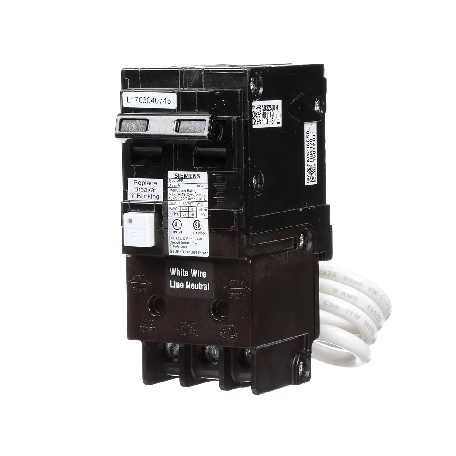 Siemens QP QF240A Genuine OEM GFCI Circuit Breaker, 40A Double-Pole, 120/240V, GFCI Protected Replacement for Kitchens, Crawl Spaces, Bathrooms