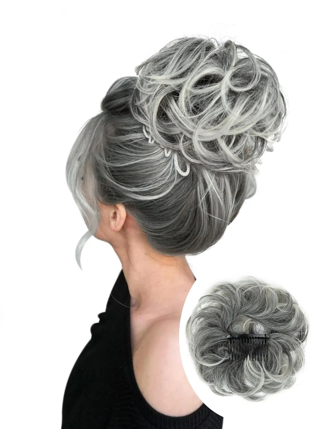 Women's Elegant Messy Wavy Clip-in Hair Bun, Natural Fluffy Hair Bun with Hair Clip, Synthetic Hairpiece for Women & Girls for Hairstyle Ideas, Synthetic Soft Hairpieces, Clip on Hairpieces