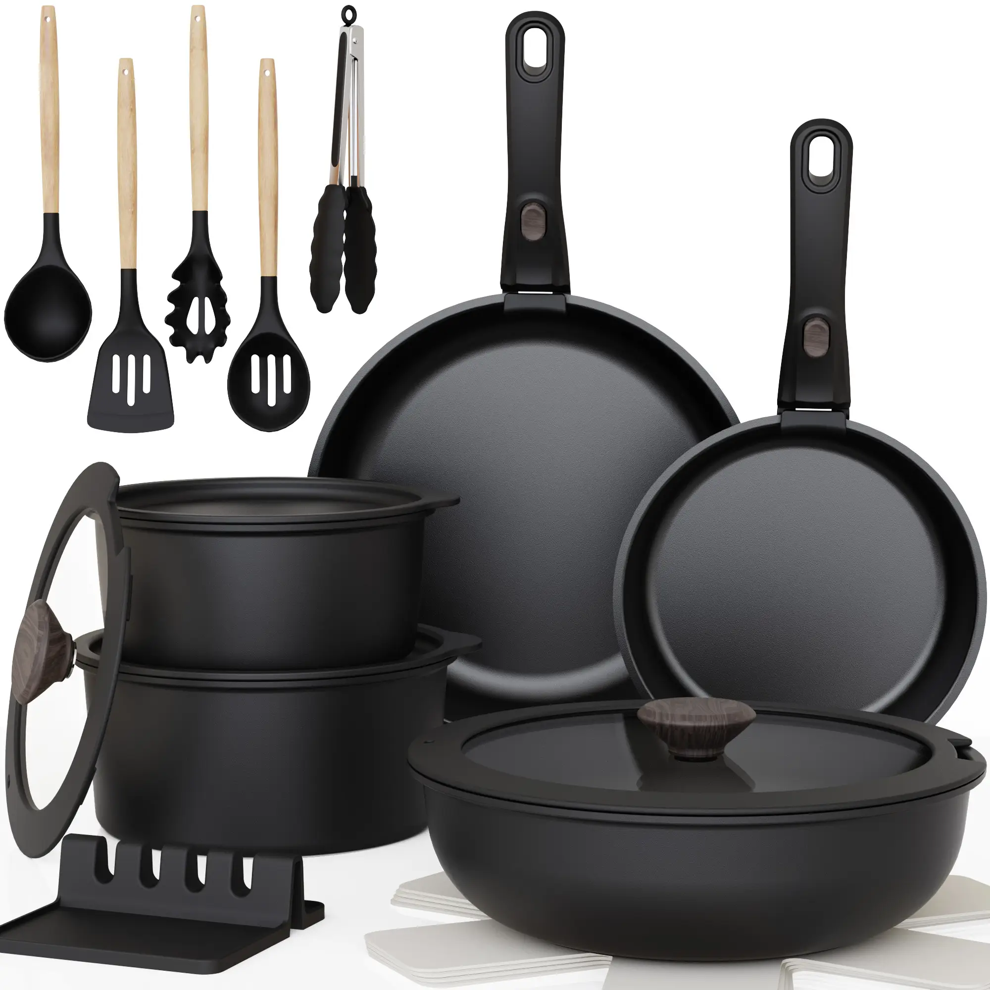 【Astercook 20-Pcs】Cookware Set, Non-Stick Coating, Durable & Easy to Clean, Perfect for Home, Gatherings, and Professional Kitchens hexclad cookware.