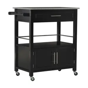 Linon Home Colby Kitchen Cart with Granite Top & Drawer