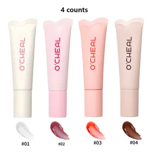 Set of 4 Liquid Hydrating Lip Gloss Essence Moisturizing Lip Oil Non-Sticky Cupcake Lips Plumping Lip Balm