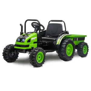 GARVEE Electric Ride-On Tractor With Trailer Featuring Remote Control, Unload Button, Music, LED Lights, Audio System, Safety Belt, and Powerful 35W Dual Motors - Perfect Toy for Boys and Girls