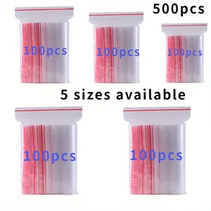 500 Pieces Value Set! Transparent Self-Sealing Zipper Bags, Reusable, Suitable for Packaging, Storage, and Transportation in Various Scenarios. Multiple Sizes to Meet Diverse Needs