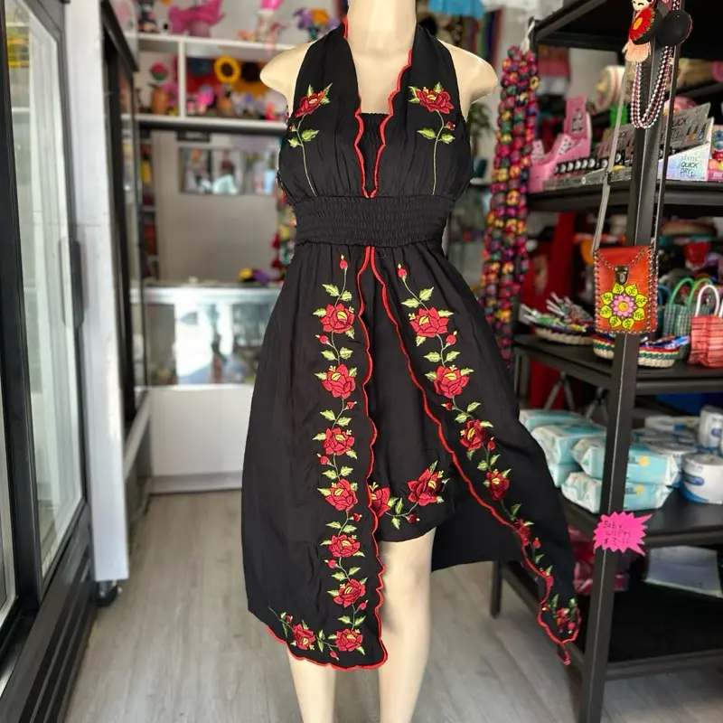 thin strap halter dress Amelita Suiting Halter Mini Dress / Black | MESHKI main image 0