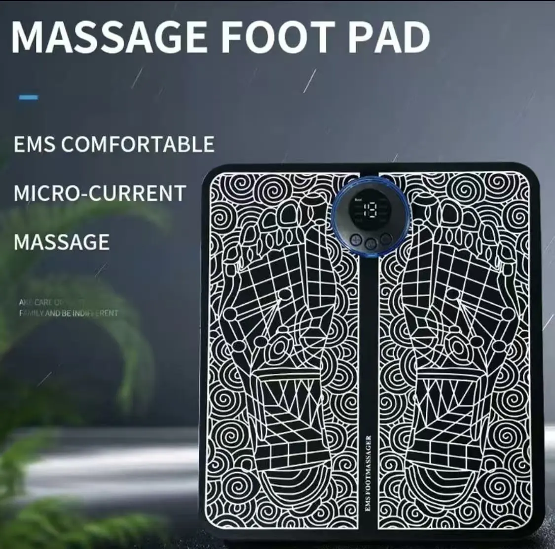 Advanced EMS foot massage pad with remote control. Relaxes feet, eases fatigue, supports circulation.