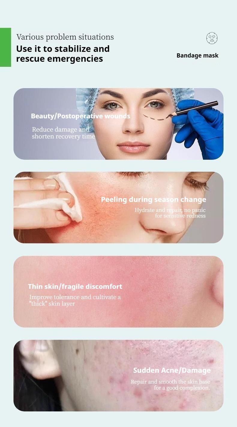 K-Beauty Skincare - Korean White Bandage Face Mask - Collagen Anti-Wrinkle Firming Mask, Hydrating Brightening & Antioxidant, Sterile Skin Repair Mask for Glass Skin | K-Beauty