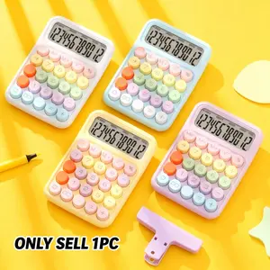 Cute Candy Color Mechanical Calculator, 12 Digit Keyboard, Large Buttons, Suitable for Office and School Use, Office Stationery Supplies, 1 Piece