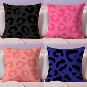 PIKPAKA Leopard Print Cushion Cover Soft Short Plush Fabric Double-Sided Print | Organic, Breathable,Sofa Pillow Case,Invisible zipper Mite Removal Durable Materia | Warm Winter Home Child Gift
