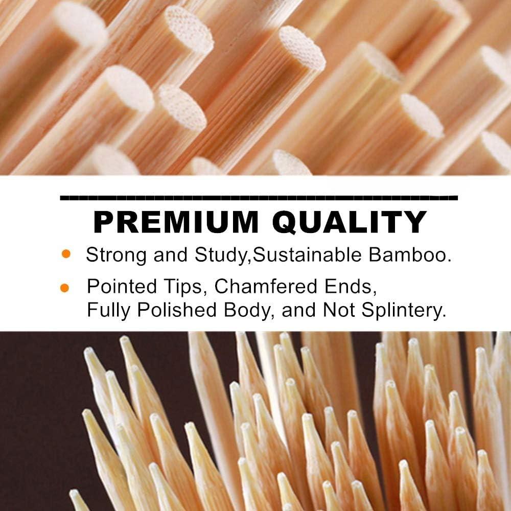 6" Natural Bamboo Skewers for BBQ, Appetiser, Fruit, Cocktail, Kabob, Chocolate, Fountain Grilling Barbecue, Kitchen Crafting and Party Φ=4mm, (100 PCS)