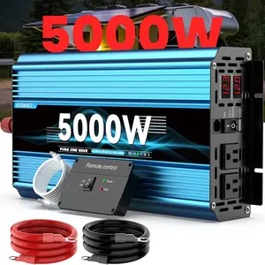 5000W（Peak）/2000W  pure sine wave power inverter, suitable for cars,  supports inversor nversor 12V DC to 120V AC alta capacidad para casa equipped with a digital display and USB port, suitable for home, outdoor and travel scenarios