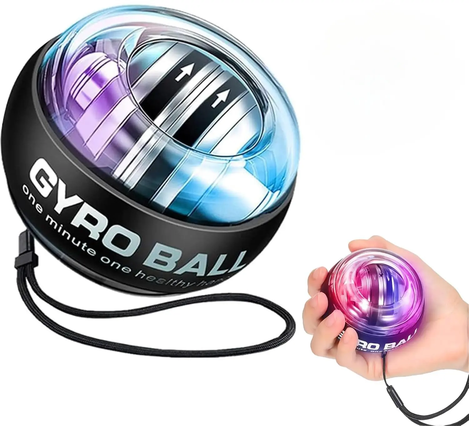 Wrist Strength Gyro Ball with Rope, Hand Grip Strength Training Ball for Muscle Training, Fitness Equipment for Home Gym,  Workout Accessories, Strength Training Accessory, Wrist Trainer