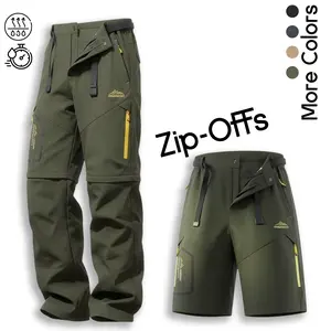 2-in-1 Zip-Off Hiking Pants for Men, Quick-Dry Lightweight Outdoor Cargo Pants, Breathable Versatile Trousers for Camping and Trekking with Zipper Pockets
