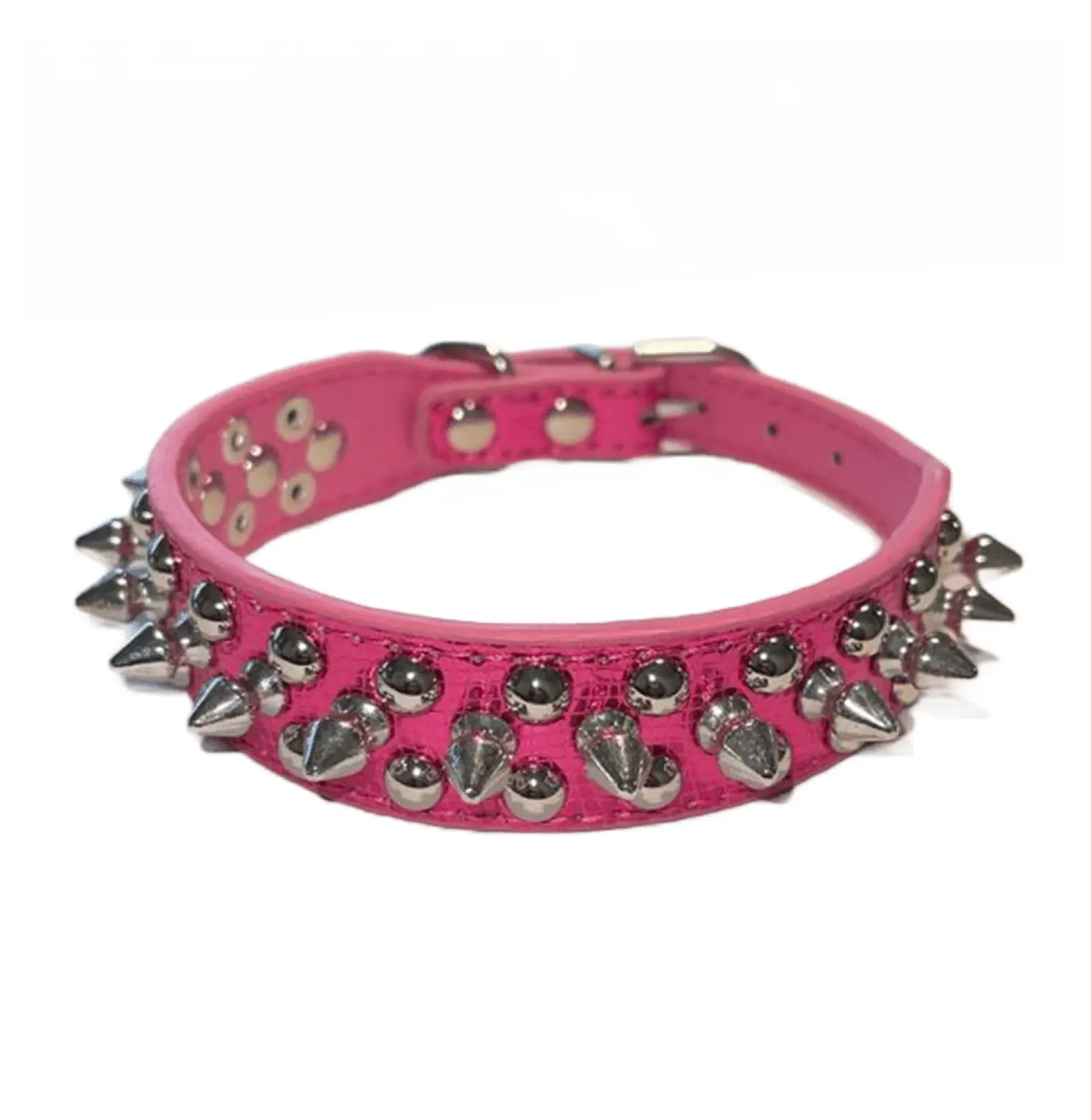 Spiked Studded PU Leather Dog Collar - Buckle, Unisex, Adjustable Sizes (XXS-Small-Medium-Large) - Rivets, Deter Biting, Durable for Pit Bulls