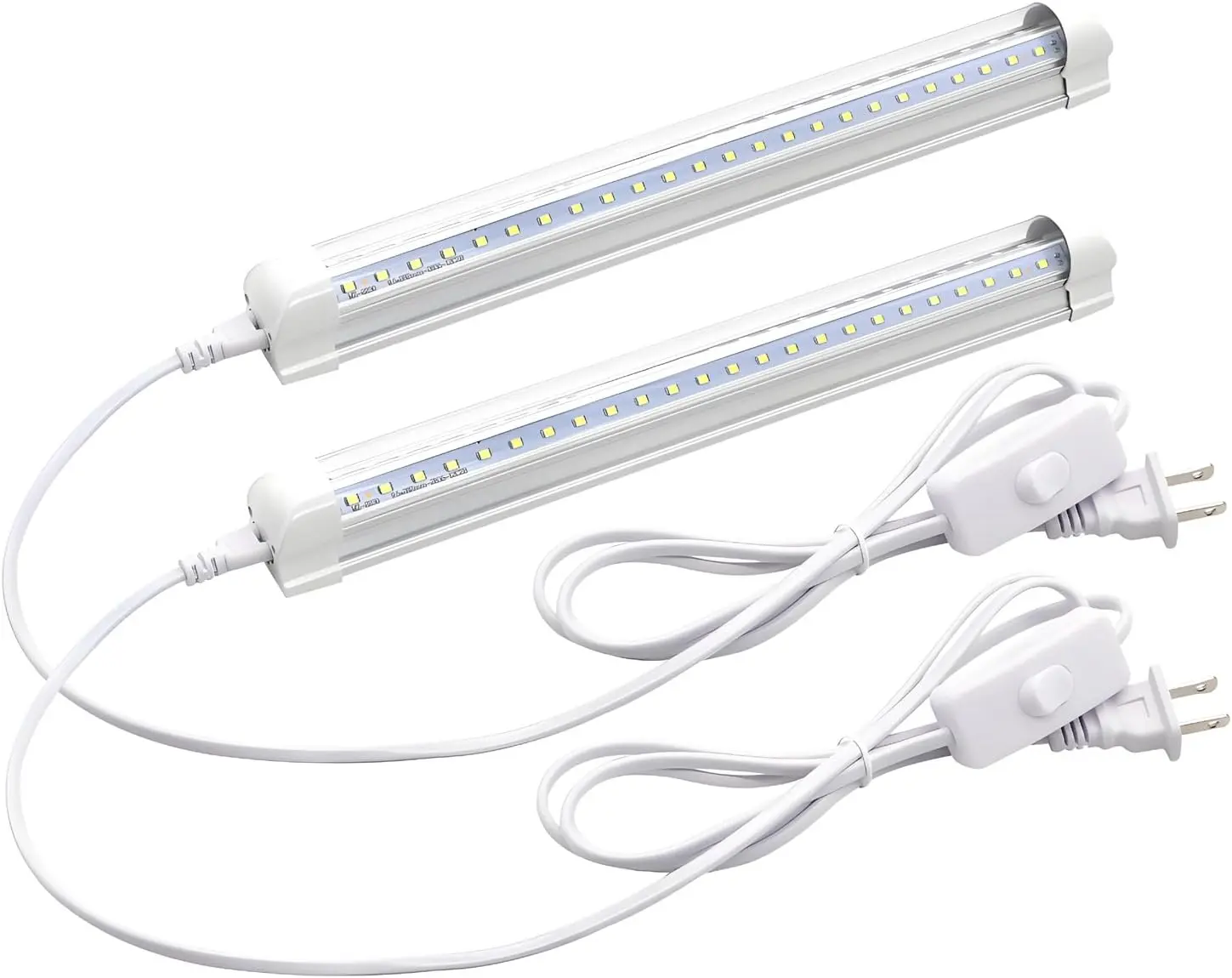 T8 LED Under Cabinet Light Fixture (1 ft, Pack of 2) - 9W, 1080lm, 6500K Cool White, Energy Saving, Indoor Workbench Lights, Corded Electric with Built-in ON/OFF Switch, Lightweight Aluminum, Lifetime Durability