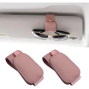2 Packs  Sunglass Holder for  Visor - Universal Sunglasses Clip for Different Size Eyeglasses - Convenient Interior  Accessories (Pink)