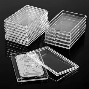 50Pcs Clear Acrylic Direct Fit Capsule 30x50mm for 1oz One Troy Ounce Silver Bar Protective Display Storage Container