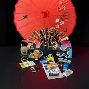 GA Music Festival Kit - Essential Items for Your Ultimate Adventure - Includes Parasol, Water Bottle, Hand Fan, Sunscreen, Ear Plugs & More - Perfect Gift or Festival Pack - 15 Items in Keepsake Box
