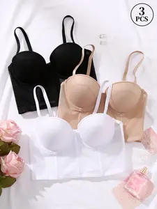 3PCS Women's Slimming Shapewear Elegant Bra, Effective Abdominal and Back Fat Reduction, Adjustable Straps, Detachable Straps, Everyday Wear, Adjustable Bras
