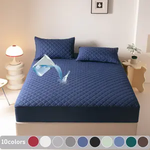 2/3 Piece Waterproof Mattress Protector Small diamond-shaped Fitted Sheet Set with Deep Pocket, Soft, Noiseless, Breathable, Stain-Resistant, Machine Washable Bed Cover for Bedroom, Guest Room, Dorm, Kids, Pets, Elderly, Hotels – Includes Pillowcases